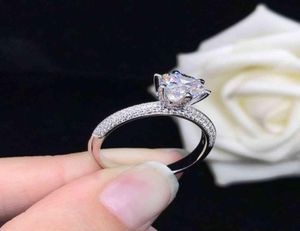 Anel de diamante de corte redondo de 15ct de 15ct para mulheres jóias de casamento sólido platina 950 R1098083708