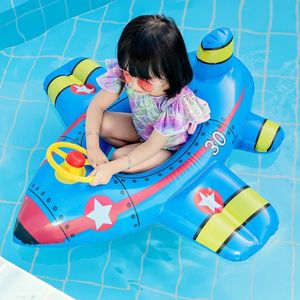 Aircraft Shape Children Inflatable Toys Floating Swimming Ring Seat Outdoor Beach Pool Cartoon Plane Water for Kid 240506