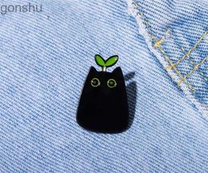 Pins Brooches Cartoon Cute Black Cat Shape Metal Enamel Brooch Fashion Creative Animal Emblem Pins Jewelry Childrens Gifts Punk Style Small WX