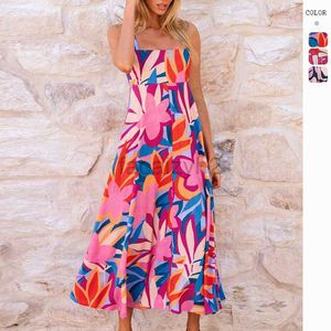 Designer Dress Women's 2024 Sexy Summer Vacation Print Fitted Loudspeaker Sling Dress for Women Plus size Dresses