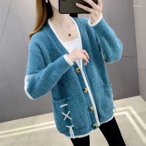 Kvinnors stickor Spring och Autumn Loose Hooded Sweater Coat Lazy Style Retro Korean Western Sticked Cardigan For Women