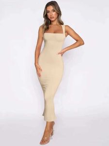 Women's Swimwear 2024 WomenS Summer New Slveless Slit Slim Solid Color Sexy Dress Cover Buttock Dress Elegant And Pretty Female White Dresses T240505