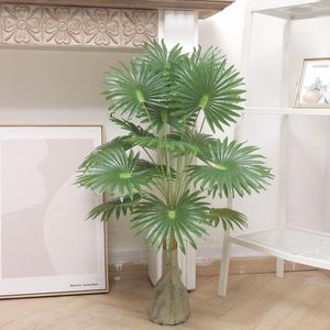 Dekorativa blommor 90 cm konstgjorda trädpalm blad tropiska inomhus plastväxter hem trädgård dekor tillbehör utomhus falsk bonsai