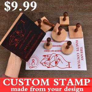 Craft Custom Wooden Stamp Seal Wedding Party Packaging Stamp Company Address&Name Self Inking Rubber Stamp Artwork Personalized Logo