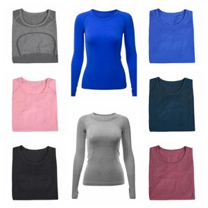 Allinea le maniche lunghe da yoga da yoga femminile a maniche lunghe a colore solido sport sport sportswing fitness stretto fitness jogging sportswear women di alta qualità 2024 NUOVO