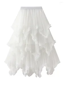 Skirts Women Layered Tiered Tulle Maxi Skirt Formal Tutu Ruffled A-Line Fairy Elastic Waist Midi Partywear