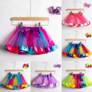 abito tutu 2024 gonna tutu bambine gonne 6m-8t principessa mini pettiskirt feste danza arcobaleno gonfungoli di tulletto per bambini abiti abiti vestiti d240507