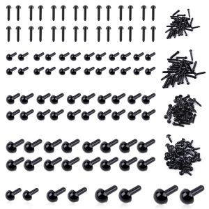 Craft KRABALL 200 Pairs Plastic Eyes 3/4/5/6 mm Safety Eyes Needle Felting for Teddy Bears Dolls Animals Black Eyes Dolls Accessories