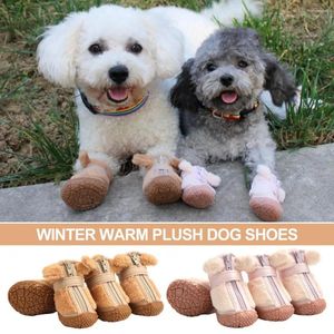 Dog Apparel Adjustable Hiking Boots Soft Comfortable Shoes Winter Booties Plush Protectors For Outdoor Walking Small