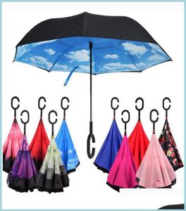 Ombrellas Chand inverso ombrellas a doppio strato ombrello invertito a doppio strato Inside Out Self Stand 40 Styles EEA1680 Dropliv Deliv BRH3209390