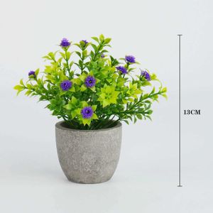 Decorative Flowers Wreaths Artificial Babysbreath Flower Mini Bonsai Small Simulated Pot Plants Fake Flowers Office Table Potted Ornaments Garden Decor