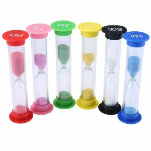 Saatler 6pcs Kum Zamanlayıcı Plastik Kum Saati Zamanlayıcı Renkli Sandglas Saati Küçük 30 saniye/1 dakika/2 dakika/3 dakika/5mins/10 dakika Kum Saat Zamanlayıcısı
