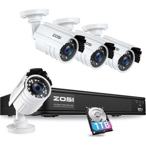 Zosi H265 Full 1080p Home Security Camera System Outdoor Undoor 5MP LITE CCTV DVR 8 -канал с AI Human Decitection 4x1080p Помородоспособная камера наблюдения.