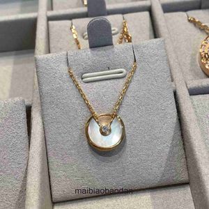 Cartre High End jewelry necklaces for women Vgold amulet necklace with white Fritillaria and red agate thick plated 18k rose gold lock bone chain 1:1 With real logo,box