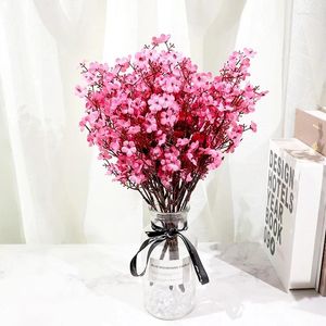 Flores decorativas Docidaci 30 cm de seda rosa artificial Gipsophila Buncos pequenos Decoração da sala de estar Planta falsa para vaso presente de casamento em casa