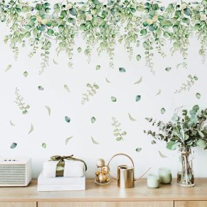 Stickers Tropical Green Leaves PVC Wall Stickers for Living Room Bedroom Home Decor Plants Wall Decals Selfadhesive Wallpapers Poster