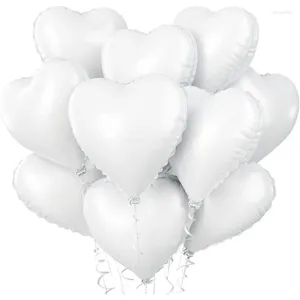 パーティーデコレーション10ピースホワイトフォイルハートバルーン18インチの形状誕生日の結婚式の装飾のためのメートルリボン