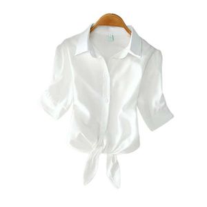 Blusas femininas camisas casuais blusas brancas verão roupas roupas elegantes botões sólidos camisa curta