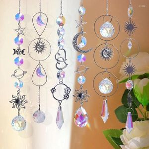 Estatuetas decorativas penduradas apanhador de sol Crystal Moon Rainbow Glass Wind Chime Tree Christmas Tree Home Decor Pingente