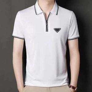 Men Polo Shirts Summer High Quality Casual Short Sleeve Solid Mens Turn Down Collar Zippers Men Cotton Casual T-shirts Mens Polo Shirt
