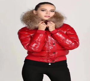 M marka mody kobiety błyszcząca kurtka zimowa kobiety ubij płaszcz prawdziwy szop fur płak odponowany kołnierz hood parkas cele3856524