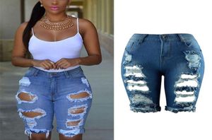 Summer High midjeshorts kvinnor denim kort streetwear rippade jeans hål slitna vintage plus storlek4119907