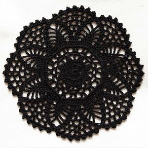 Tavol tabellini da 2 pezzi Doielies Black Crochet Tovaglia fatti fatti a mano da 8 pollici (20 cm)