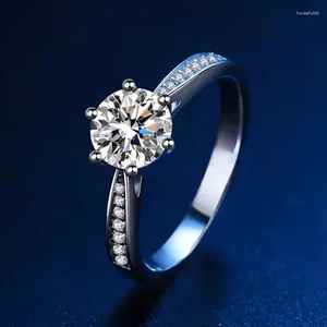 Klusterringar aeteey real moissanite diamantring 1ct d färg 925 sterling silver sex prong bröllop fina smycken för kvinnor ri015