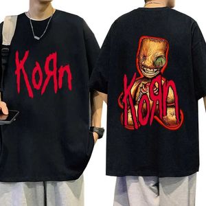 T-shirt maschile Banda rock anni '90 Korn emette magliette Maglietta Maglietta vintage T-shirt Strtwear Summer Cotton Cotton Short Short Slve T Shirts T240506