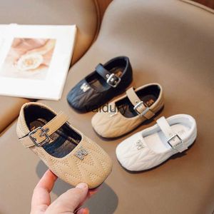 Sneakers Wind Metal Buckle Childrens Single Shoes Soft Sole Velcro Baby 2023 Autumn New Girls Little Leather H240507
