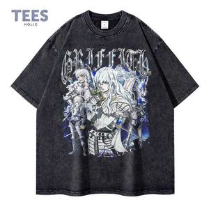 T-shirt maschile griffith t-shirts oversized abbigliamento da strada anime retrò anime kenpuu denki t-shirt a maniche corta giubbotto comico retrò t-shirtl2405