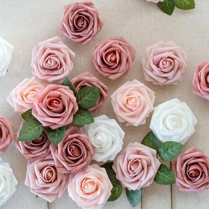 Kwiaty dekoracyjne 25 sztuczne róże kwiatowe lub zewnętrzne z realistycznym wyglądem
