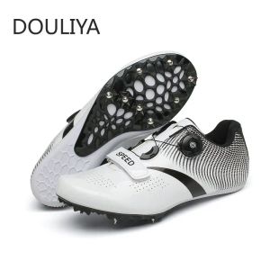 Shoes DOULIYA Professional Men Track and Field Shoes Spikes Running Sprint Sneakers Women Athletic Long Jump Lightweight Racing Match