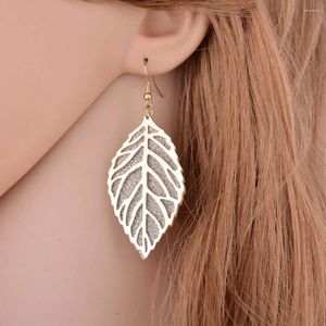 Dangle Earrings Korean Fashion Quality Multi-Level Alloy Oval Hollow Out Leaves Tassel Gold Leaf Women's Jewelry