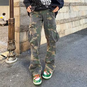 Herrenhosen 2022 Neue Mode Camouflage Baggy Tracksuit Cargo Hosen für Männer Inkjet -Nebentaschen Sport Jogger Frauen lässig losen Hosen J240507