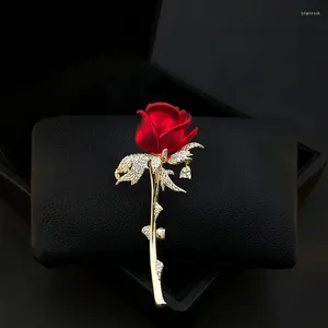 Brooches Love Rose Red Flower Brooch Women's Suit Neckline Accessories Luxury Cardigan Pin Clothing Decorative Corsage Jewelry 3867