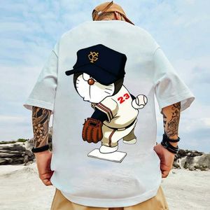 T-shirt maschile T-shirt giapponese Caratteristica cartone animato Stampa estiva Cotton High-Quty Strt Casual Unisex Tops Short Slve Fr Shipping T240505