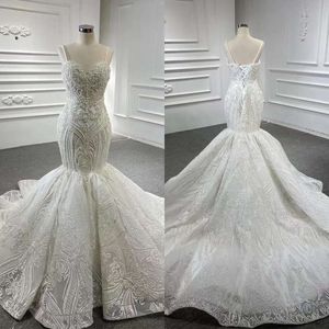 Cambianti matrimoni splendidi spaghetti sweetheart sirened abiti perle a pizzo senza schienale su un abito da sposa su misura fatta per le dimensioni da sposa vestidos de noni