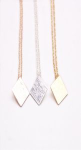 Trendy Style Square Pendant Necklace Classic Borsted Surface Design Geometric Figure Halsband Guld Silver Rose Three Color Option2690130