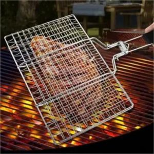 Accessories 1pc Grill Basket BBQ Accessories Folding Grilling Baskets Portable Outdoor Camping BBQ Rack For Fish Shrimp Vegetables Griller