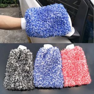 Handskar bil maximal mitt högdensitet auto tvättduk ultra super absorbansbil svamp plysch handskar mikrofiber rengöring handduk