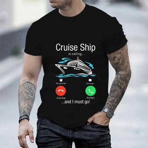 T-shirt maschile 2023 T-Shirt Summer for Men Cruise Ship sta chiamando Strtwear Funny Graphic Thirt Fashion Fashion Women Overszed Clothes Thirt T240506