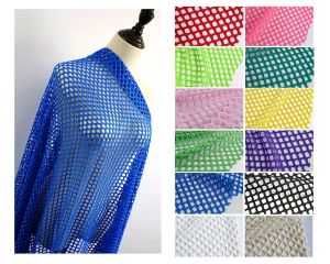Fabric Dia.1cm Diamond Holes Mesh Polyester Fishnet Fabric Small Stretch 165cm wide sold by the yard (91cm long)