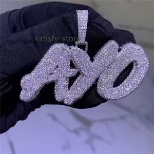 Custom Hip Hop 925 Sterling Silver Gold Plated VVS D Moissanite Diamond Personalized Letter Name Pendant Necklace Chain