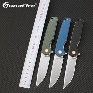 Tunafire GT961 black/blue/green folding camping outdoor knife with ball bearing,High end linen fiber handle,D2 steel blade
