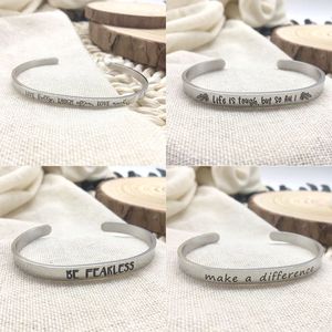Original Design Amazon Hot-selling Open Bracelet Men's and Women's Universal Jewelry Europe and America C Word English Inspirational Stainless Steel Bracelet