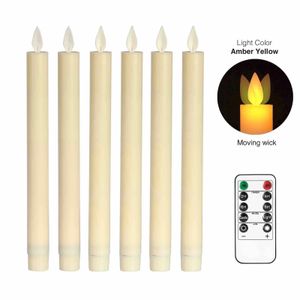 Moving Flame Taper Candles med avlägsna och timer Flamelösa LED -ljusstakar Flimrande Wick Juldekorationer 240430
