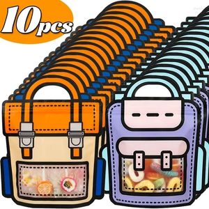 Present Wrap Cartoon School Bag Shape Cookie Candy Snack Plastic dragkedja Handväskor Förpackningspåsar för födelsedagsfestdekor gåvor leveranser