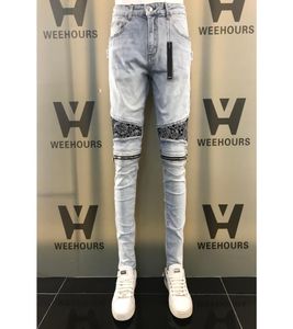 Säljer Fashion Motorcykel Jeans Women039S High midja Jeans Custom Punk Rock Private Label Retro Gradient Gene Men039S9614795