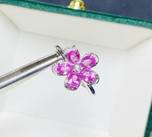 Pierścienie klastra Naturalny prawdziwy różowy szafirowy pierścień kwiatowy na biżuterię 925 srebrny srebrny 34 mm 03ct5pcs gemon gemon t21416101984732